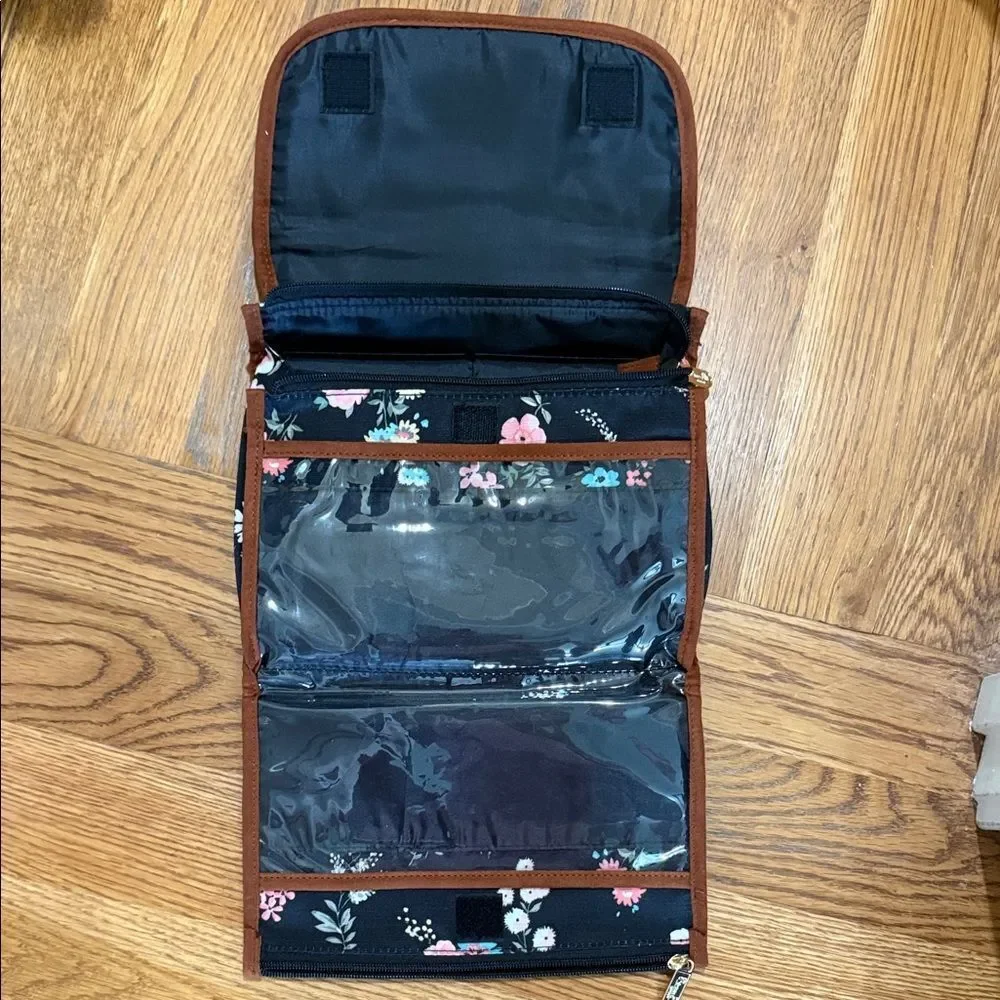 Primrose Hill London Floral Women's Cosmetic or Toiletry Bag - Black Floral
